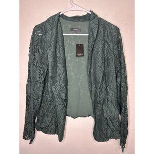 Torrid Green Lace Open Front Blazer Jacket Size Medium/Large (00)